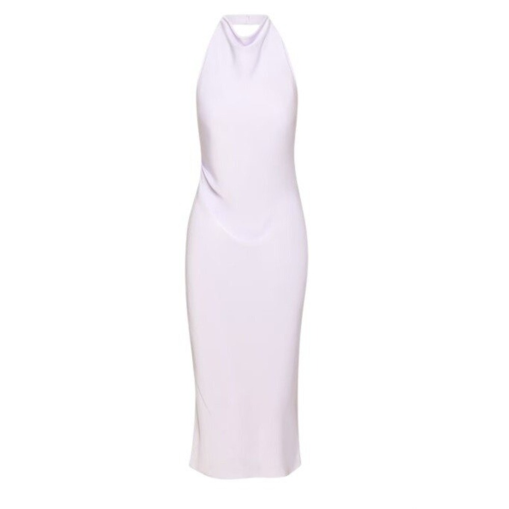 Aritzia Wilfred Audience Satin Maxi Halter Dress Fields Lavender Purple Size 4 - Picture 1 of 3